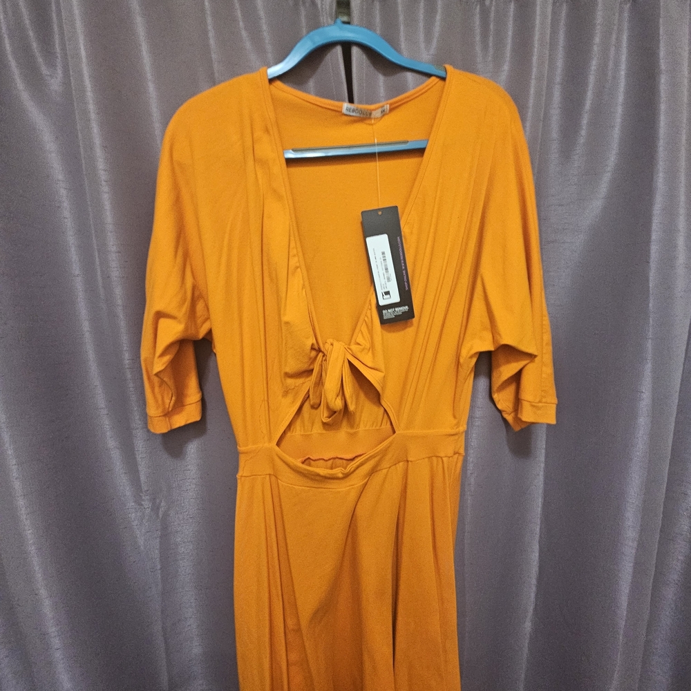 Rebdolls Essentials Mini Tie Front Skater Dress - Color Orange Size 1X